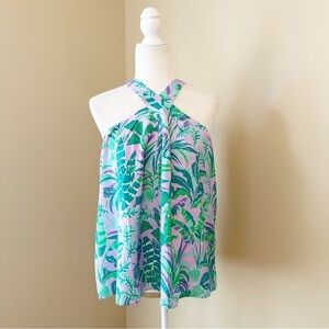 Lilly Pulitzer Rori Halter Top in Purple Iris on the Chase  - Large